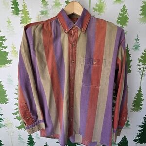 OshKosh B'gosh Multicolor Striped Button-Down Shirt - Purple, Red, Tan